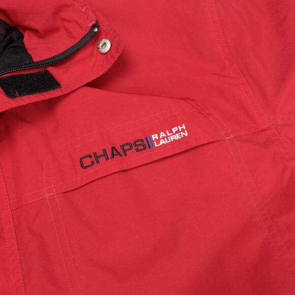 Chaps Ralph Lauren Vintage Red Windbreaker Hooded Pullover Mens Size L - Picture 13 of 13